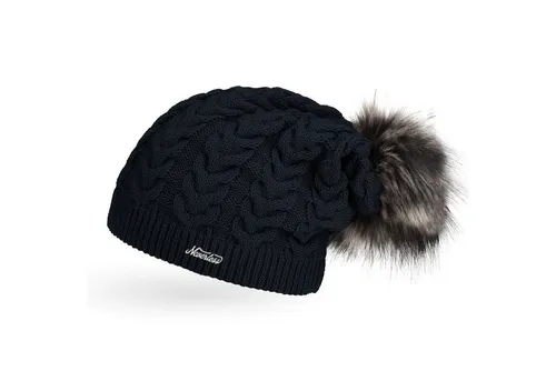 Neverless Bommelmütze coole Damen Strickmütze Strick-Beanie gefüttert Fell-Bommel