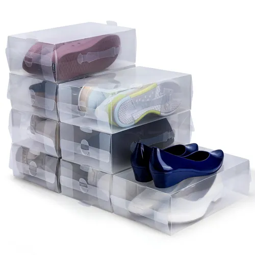 Schuhbox Transparent Plastik Aufbewahrungsbox Schuhe (10Stk) - Schuhaufbewahrung mit Flip-Top-Design, ideal für Ordnung und Sichtbarkeit Ihrer Schuhe in jedem Raum.