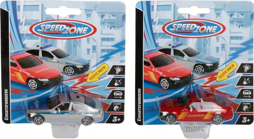 Vedes Spielzeug-Auto Speedzone Einsatzfahrzeuge mit Licht & Sound, 7cm