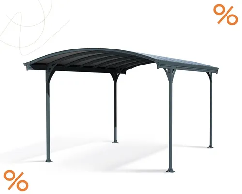 Palram - Canopia Aluminium Carport Vitoria 5000 | Anthrazit - Carport mit modernem Design und Heat Block Technology für optimalen UV- und Hitzeschutz. Ideal als schützende Parkfläche oder überdachter Aufenthaltsbereich.