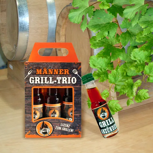 3er Box Grill Trio Grillanzünder Kräuterlikör Grillen Schnaps Scherzartikel