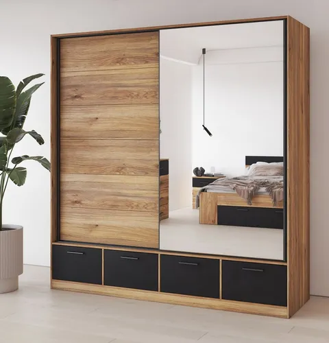 Home affaire Schwebetürenschrank Faweza, 200 cm mit Spiegel und Schubladen