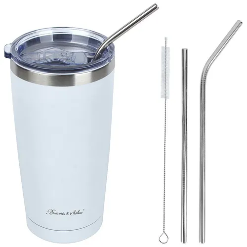 Doppelwandiger Isolierbecher, weiß, für bis zu 600ml, Edelstahl