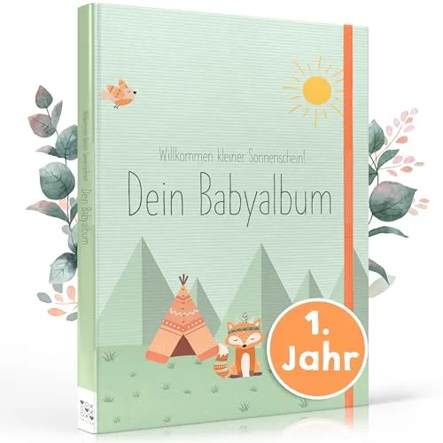 TWIVEE - Mein erstes Jahr Babyalbum - Mädchen und Jungen - Mit Pädagogen entwickelt - Erinnerungsbuch Baby - Babytagebuch - Baby Erinnerungsbuch - Babybuch zum Eintragen - Baby Album