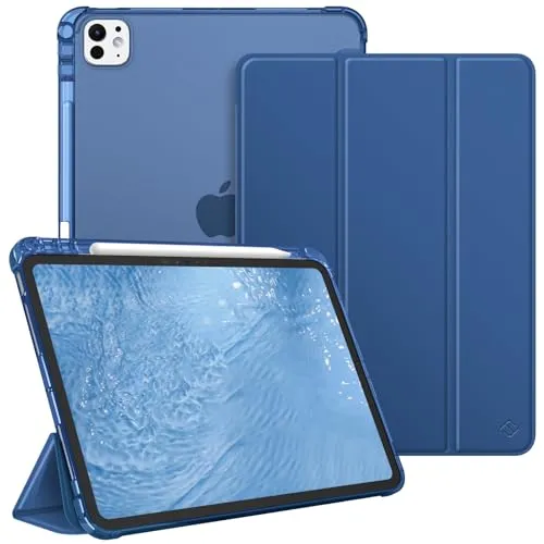 Fintie Hülle für iPad Pro 11 Zoll (M5/M4) 2025/2024 mit Stifthalter, TPU Soft Transparenter Rückseite Abdeckung Schutzhülle Intelligent Case Cover, Navy