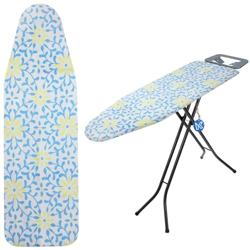 KADAX Bügelbezug, Bügelbrettbezug mit Kordelzug, Bügeltischbezug für Dampfbügeleisen, Ersatzbügeltischbezug mit Teflon Beschichtung (Gelbe Blumen, 140x55cm)