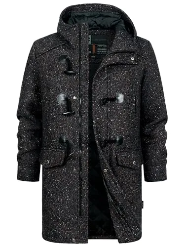 Indicode Herren Liam Dufflecoat | Eleganter Wintermantel für Männer in Sky Captain, 3XL - Zeitloser Dufflecoat von Indicode, der stilvoll warm hält. Mit traditionellem Knebelverschluss, Kapuze und praktischen Taschen ist er perfekt für kalte Wintertage. Hochwertige Materialien sorgen für besten Tragekomfort.