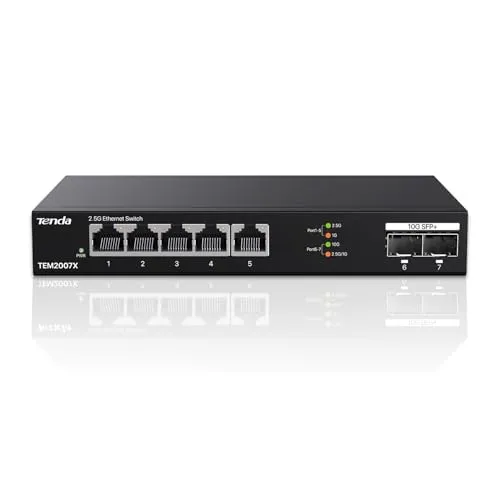 Tenda 2.5Gbit Switch mit 5x 2,5G Ports & 2x 10G SFP+ Ports von Tenda