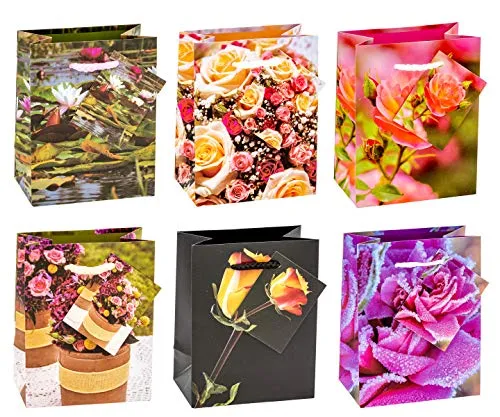 TSI Geschenktüten ROSEN, 12er Packung, Größe: Klein (HxBxT 14 x 11 x 6,5 cm), Art. Nr. 84025