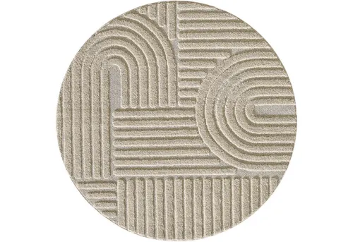 Novel Hochflorteppich Art Beige - Pflegeleichter Boho Teppich - Teppiche & Böden, Hochflorteppich im trendigen Boho-Design, rund und Oeko-Tex® Standard 100 zertifiziert, ideal für ein gemütliches Wohnambiente.