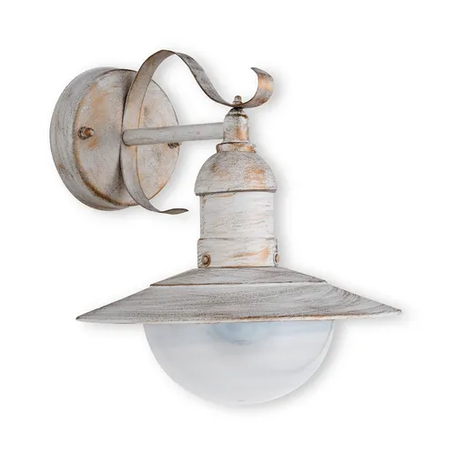 Wandleuchte im Landhausstil - Außenleuchte mit IP44, Stahl weiß-gold - Lampen für Außenbereich, elegante Wandleuchte im Landhausstil mit IP44 Schutz. Ideal für Balkon und Terrasse, bietet Platz für ein E27 Leuchtmittel bis 60 Watt.