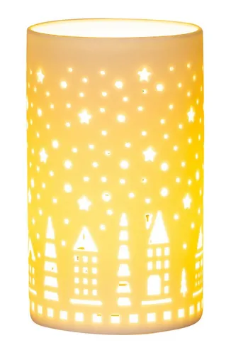 Levandeo® LED Dekoobjekt, LED Windlicht H18cm Dekoleuchte Weiß Porzellan Weihnachten Deko