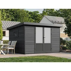 WPC Gartenhaus Style DeLuxe 8,4 m² – Hochwertiger Stauraum für Ihren Garten - Das WPC Gartenhaus Style DeLuxe bietet 8,4 m² Platz und besticht durch robuste 28 mm Wandbohlen. Wetterbeständig, pflegeleicht und mit moderner Optik – ideal für alle Gartenbedürfnisse.