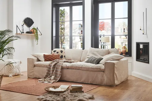 KAWOLA 3-Sitzer NETTA Sofa Couch mit abziehbarem Cord Bezug in weiß von Kawola