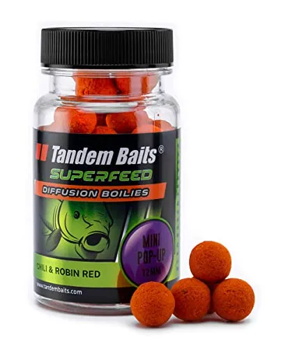 Tandem Baits SuperFeed Diffusion Mini Pop-Up Chili & Robin Red Karpfen-Pop-Ups, Karpfen Angeln ohne Mühe, Köder zum Große-Fische-Angeln, Karpfenzubehör für Profis & Hobby-Angler 12 mm 30 g