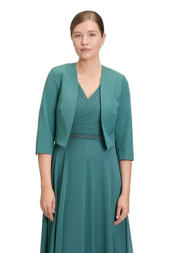Vera Mont Damen Bolero-Jacke mit Kellerfalten in Dark Emerald, Größe 46 - Eleganter Bolero-Blazer aus hochwertigem Satin, mit Ärmelschlitz und taillierter Passform für eine feminine Silhouette. Perfekt für schicke Anlässe!