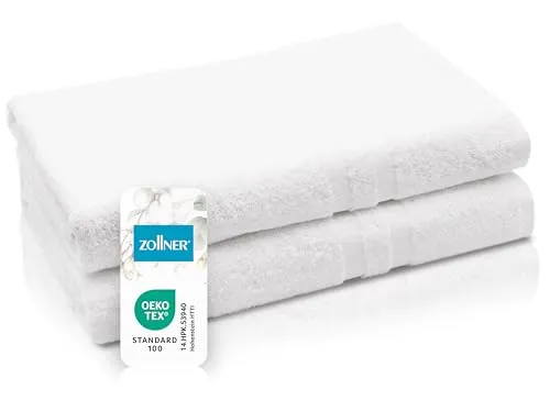 ZOLLNER 2er Set Duschtücher 70x140 cm in weiß von Zollner
