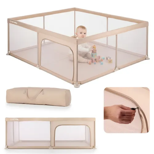 Laufgitter Laufstall für Babys 200 x150 cm Schutzgitter für Kinder beige