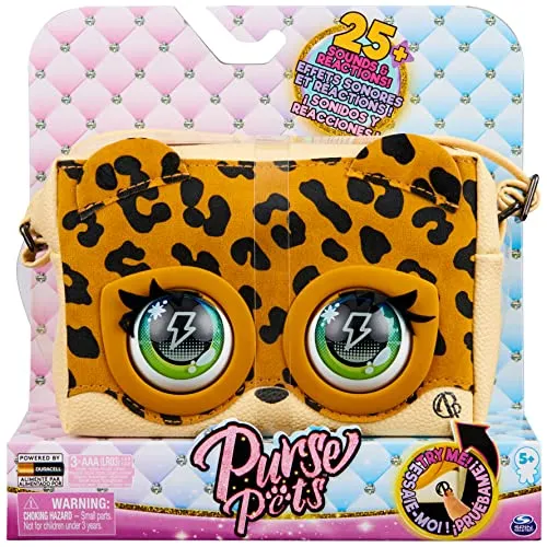 Purse Pets Leoluxe Leopard Tasche - Interaktive Begleiterin für modebewusste Mädchen - Elektronische Haustiere mit über 25 Geräuschen und 3 Spielmodi: Touch, Zauberspiegel und Unterwegs. Ideal für Mädchen ab 5 Jahren, die Tiere und Mode lieben!