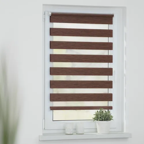 Lichtblick Duo Rollo Klemmfix - Dunkelbraun, 150 cm - Rollos ohne Bohren, ideal für Mietwohnungen. Das Duo Rollo bietet flexiblen Licht- und Sichtschutz mit stilvollem Design in Holzoptik.