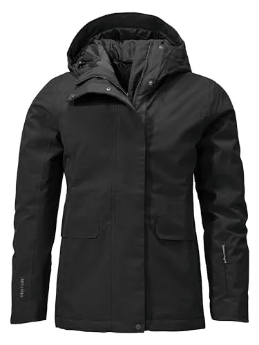 Schöffel Damen Ins. Jacket Antwerpen L - Funktionsjacke für Damen, wasserdicht und atmungsaktiv mit urbanem Design. Ideal für kalte Tage dank 10.000 mm Wassersäule und verstellbarer Kapuze.