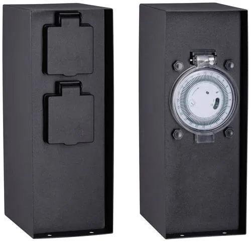 Paulmann 94314 Outdoor Steckdosensäule RIO - Steckdosen & Zubehör - Spritzwassergeschützt (IP44) und ideal für die Gartenbeleuchtung mit integrierter Zeitschaltuhr für flexibles Lichtmanagement.