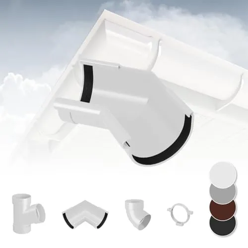 RAINWAY S Regenrinnen System (Rinnenwinkel Innen 135° weiß) - PVC-U Kunststoff in 4 Farben, für Dachflächen < 100m² empfohlen, Eckstück 135 Grad Bogen