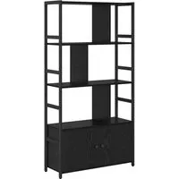 vidaXL Regal Schwarze Eiche 80 x 30 x 155,5 cm - Stylisches Industrie-Bücherregal mit verstellbaren Füßen für Stabilität auf jedem Boden. Ideal für Wohnzimmer oder Büro, bietet es großzügigen Stauraum und kombiniert robusten Stahl mit warmem Holz.