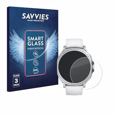 Savvies 3 Stück Panzer Schutz Glas für Samsung Galaxy Watch 8 Classic (46 mm) 9H Schutzfolie, Glas-Folie, Klar, Anti-Fingerabdruck, Displayschutz
