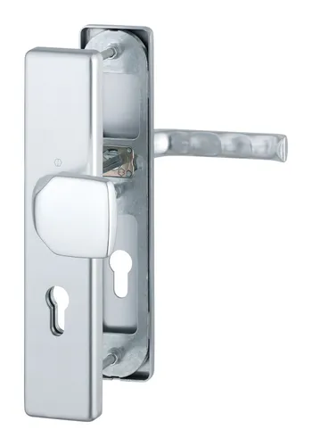 Hoppe London Aluminium-Schutz-Langschild-Wechsel-Garnitur 61G/2221/2210/113 - Hochwertige Türsicherung für Außen- und Wohnungstüren (42-47 mm), silberfarben, bietet zuverlässigen Schutz und Langlebigkeit.