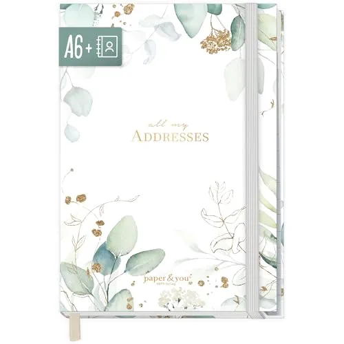 paper&you® Adressbuch A6+ mit Register A-Z und 120 g/m² Premium-Papier 
