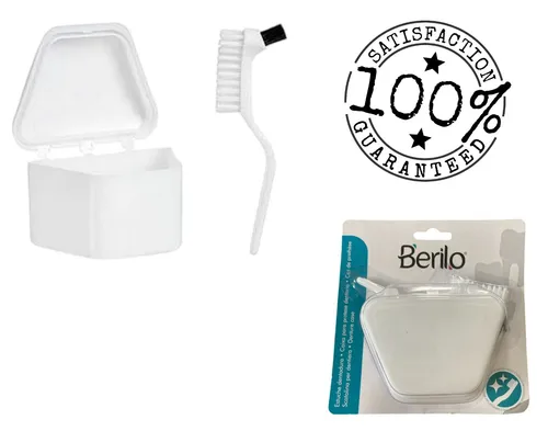 Berilo Zahnprothesen-Set - Becher + Bürste in weiß von Berilo