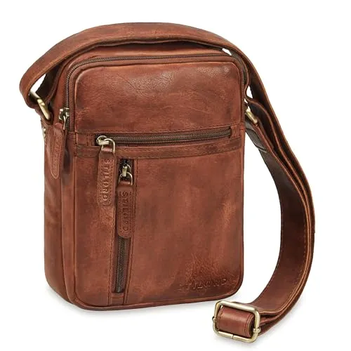 STILORD 'Zelus' Elegante Schultertasche Herren aus Leder - Messenger-Bag aus hochwertigem Rindsleder mit Tablet-Fach für Geräte bis 8 Zoll, ideal für den Alltag und Reisen, sicher und stilvoll mit Anti-Diebstahl-Fach.