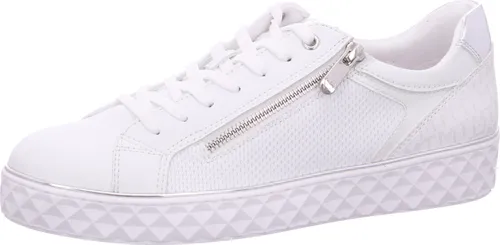 MARCO TOZZI Damen Sneaker Vegan mit Reißverschluss, Weiß (White/Silver) 38 EU - Damen-Sneaker mit softiger Feel me Sohle für optimalen Tragekomfort. Vegan und hochwertig, ideal für stilbewusste Frauen, die Wert auf Bequemlichkeit legen.