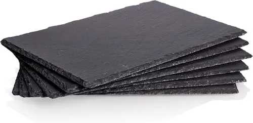 BonAura® ARDESIA 6er Set Schieferplatten 20x30cm - Schiefer Tischuntersetzer Servierplatten zum Anrichten & Dekorieren von Gerichten - inklusive Sushi Anleitung