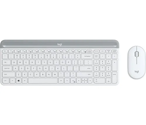 Logitech MK470 Slim Wireless Keyboard and Mouse Combo - Weiß - Maus-Tastatur-Sets: Schlankes Design, kabellose Freiheit und leise Tasten für ein angenehmes Arbeiten im Büro oder Home Office.