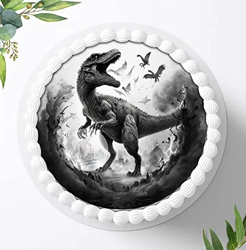Für die Geburtstags Torte, Zuckerbild Dinosaurier, Essbares Foto für Torten, Fondant, Tortenaufleger Ø 20cm, 1205z