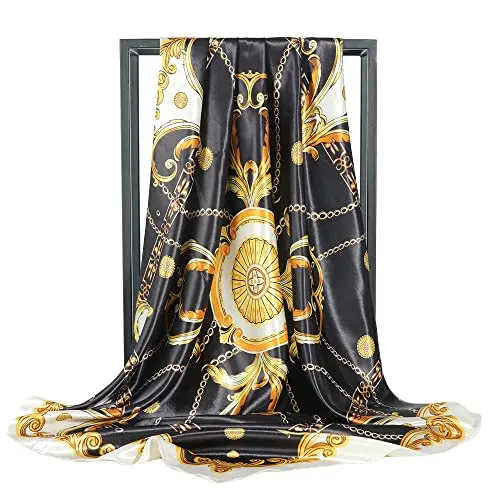 Ecroon Damen Schal Kopftücher Halstuch Elegante Schal Frauen Elegant Seidenschal Business Seidentuch Scarf Bandana Taschentuch Ansatz Handgelenk Verpackungs (One size, #04)