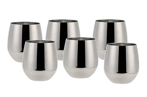 Echtwerk Weingläser, 6-tlg Rotweingläser aus Edelstahl - Robuste, bruchsichere 6-tlg. Edelstahl-Weingläser, perfekt für Picknicks und Gartenpartys. Die Kupferbeschichtung hält Getränke länger kühl und ist eine umweltschonende Alternative zu Plastik.