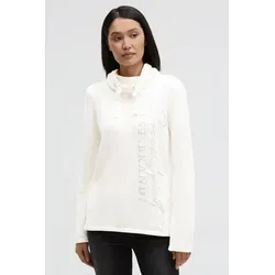 Rundhalspullover SOCCX, Damen, Gr. L, weiß, Material: 80% Polyester, 20% Baumwolle, bedruckt, regular fit normal, Rundhals, eingesetzt gerader Abschluss, Pullover Rundhalspullover