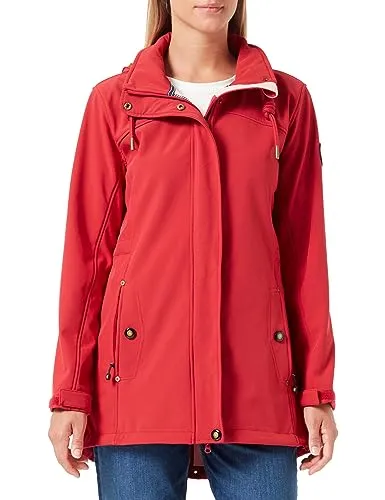 Ankerglut Damen Softshellmantel Kurzmantel mit Kapuze Gefüttert Übergangsjacke #ankerglutbrise Softshelljacke, red, 36