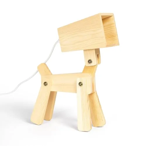 LEDKIA LIGHTING Kinder-Tischlampe aus Holz Coba Doggi Natürlich E14