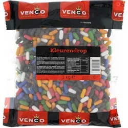 Venco Farbtropfen 1 Kilo Lakritz - Gesellschaftsspiel mit bunten Lakritzdragees, knuspriger Außenschicht und festem Lakritzkern – ideal für Lakritzliebhaber!