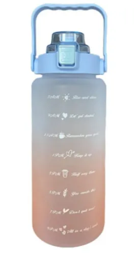 Trinkflasche 2 Liter mit Strohhalm und Motivationsskala