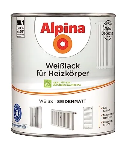 Alpina Weisslack für Heizkörper seidenmatt 2,0 Ltr. Heizkörperlack - Hochwertiger Heizkörperlack in seidenmattem Glanzgrad, ideal für einen gleichmäßigen und langlebigen Anstrich von Heizkörpern.
