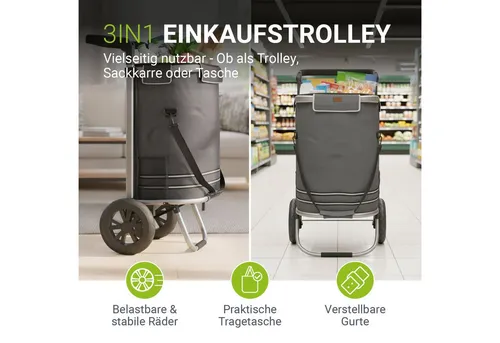 Juskys Einkaufstrolley 3in1, 56 l