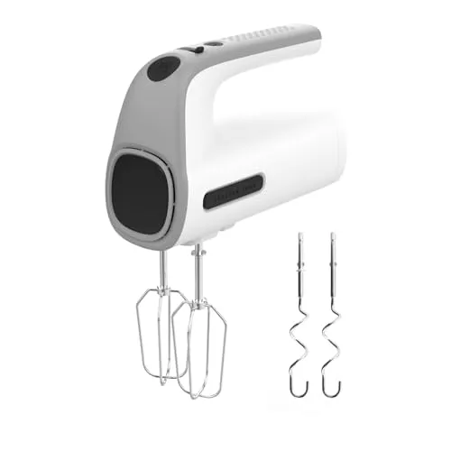 Taurus Station Grey Gebäckmixer 300W - Handmixer mit 300W Leistung und 5 Geschwindigkeiten, ideal für das schnelle Mixen und Kneten von Teigen. Inklusive Turbo-Funktion und abnehmbaren Rührstäben für einfache Reinigung und vielseitige Anwendung.