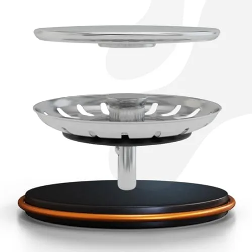 LAXARA Universal Waschbecken 80 mm - Siebkörbchen Edelstahl | Magnet-Ablaufabdeckung Spüle in gebürsteter Edelstahl Optik | Siebkörbchen Abdeckung, Siebkörbchen Spüle | Highlight | (Mit Magnet)