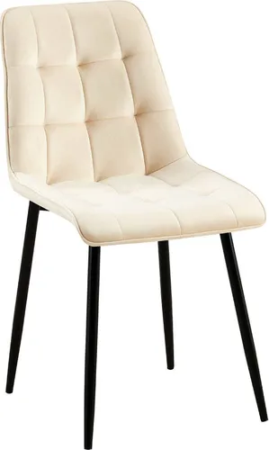 CLP Esszimmerstuhl Gifford Samtbezug gepolstert - Moderner Esszimmerstuhl mit cremefarbenem Samtbezug, der hohen Sitzkomfort und eine elegante Optik vereint. Ideal für Esszimmer, Küche oder Wohnzimmer.
