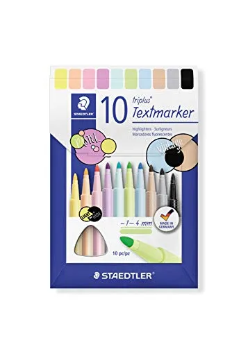 STAEDTLER Textmarker triplus, ergonomischer Dreikantschaft, Linienbreite 1-4 mm, sekundenschnell trocken, PP-Schaft garantiert lange Lebensdauer, 10 Textmarker im Kartonetui, 362 C10